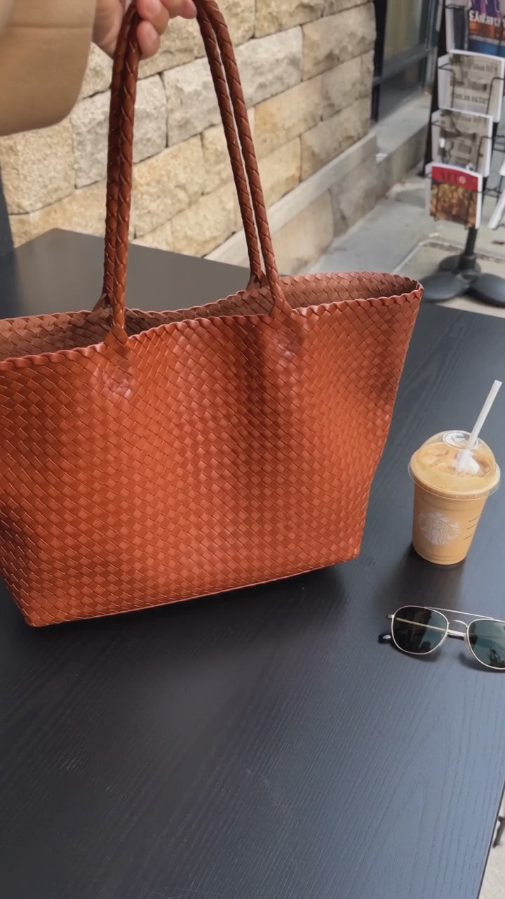 heritage woven leather tote — video