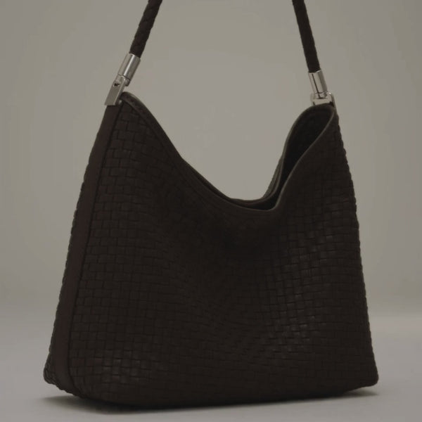 The Woven Leather Shoulder Bag - the weave in light