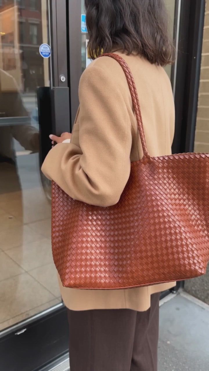heritage woven leather tote — video