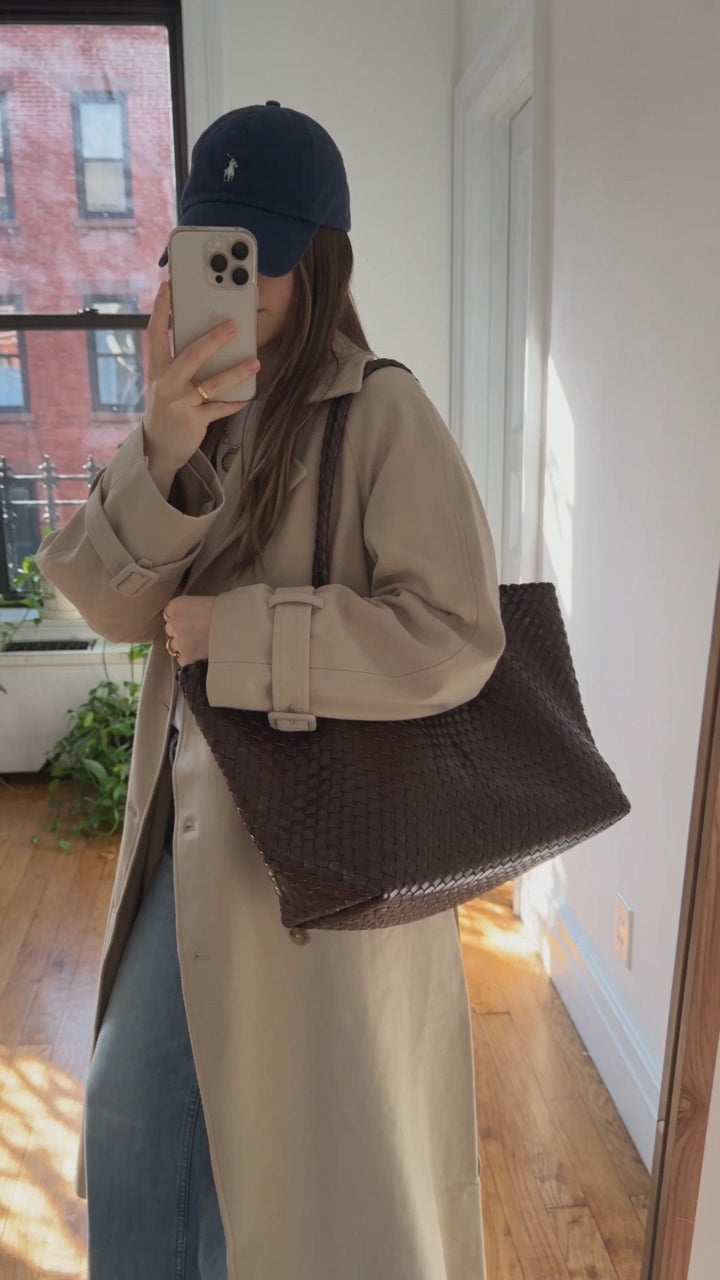 heritage woven leather tote — video