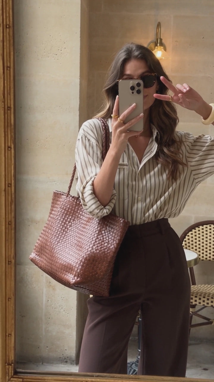 heritage woven leather tote — video