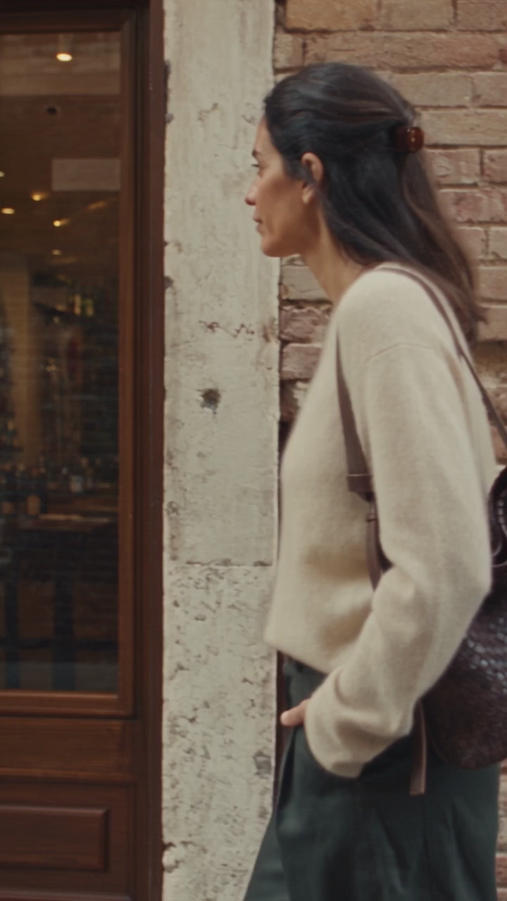 woven leather bucket bag — video
