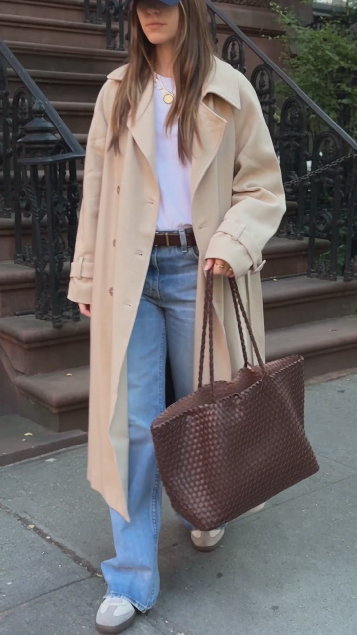 heritage woven leather tote — video