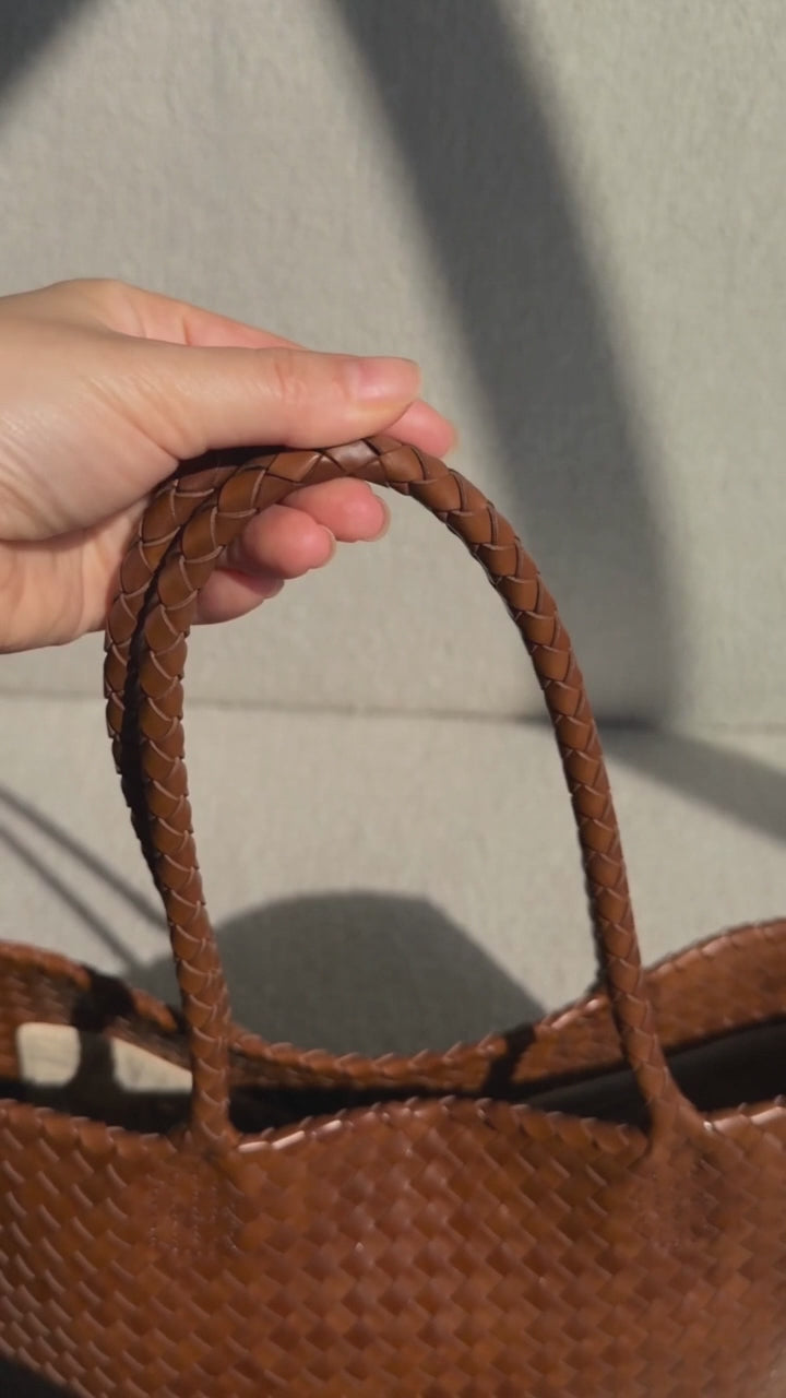 heritage woven leather tote — video