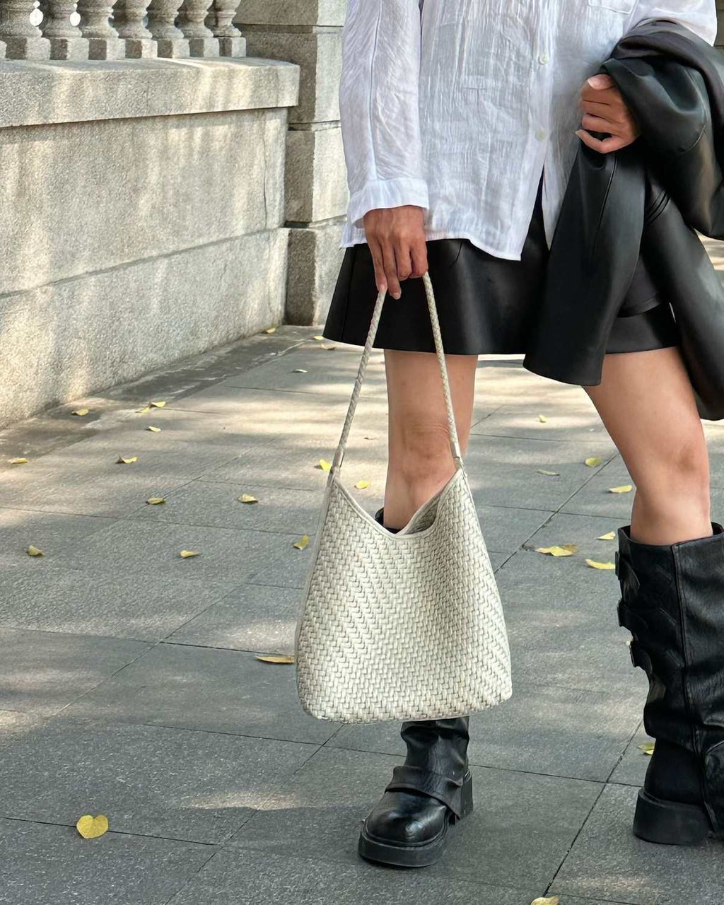 The Sage Woven Leather Bag - Off-White