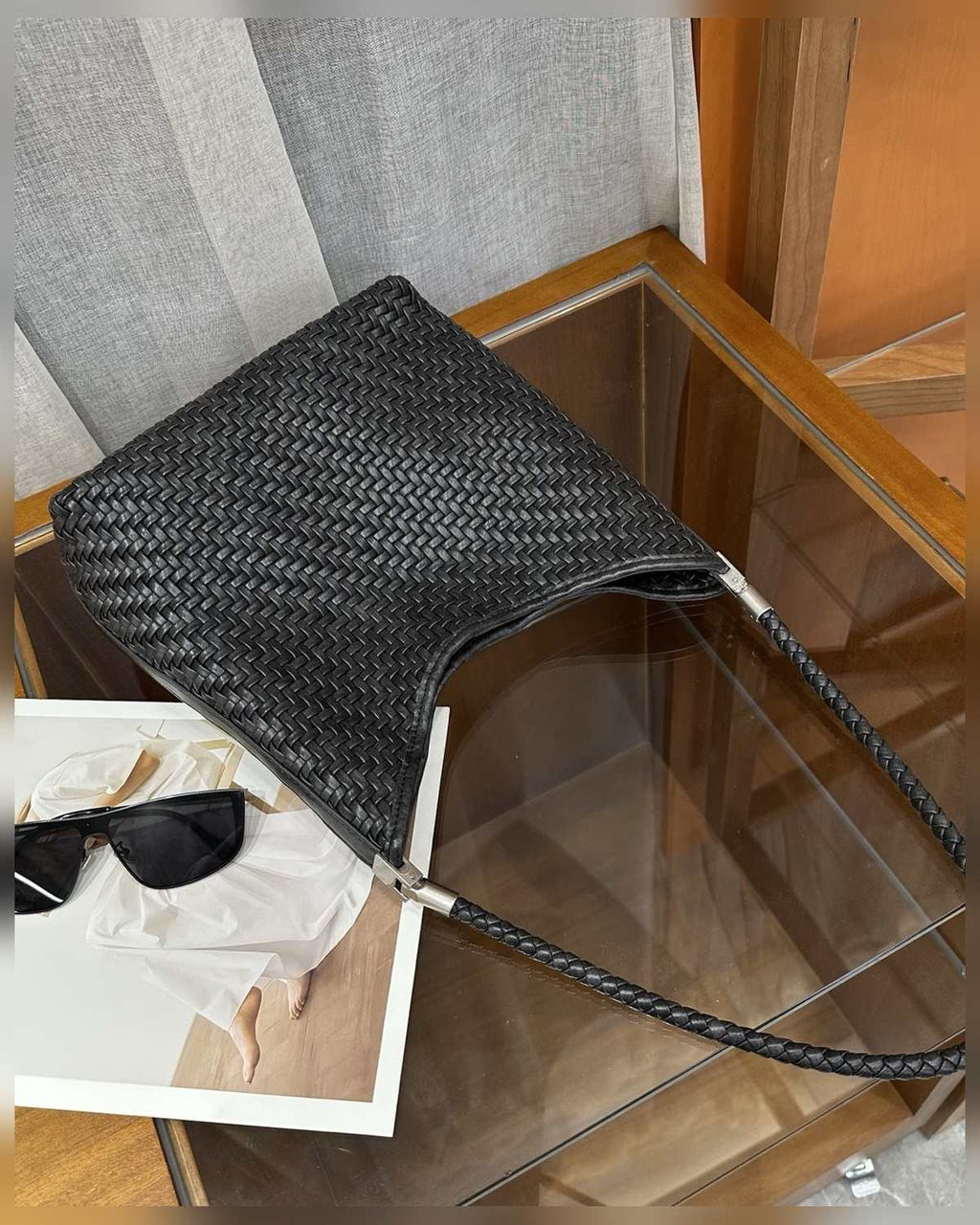 The Sage Woven Leather Bag - Black