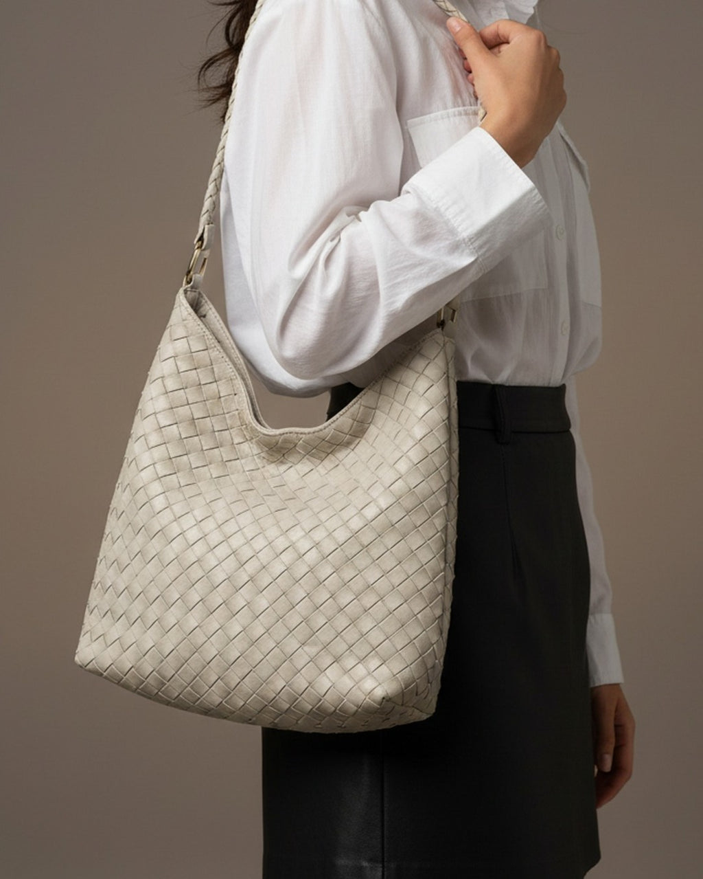 The Sage Woven Leather Bag - Off-White