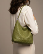 The Sage Woven Leather Bag - Olive