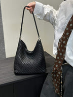 The Sage Woven Leather Bag - Black