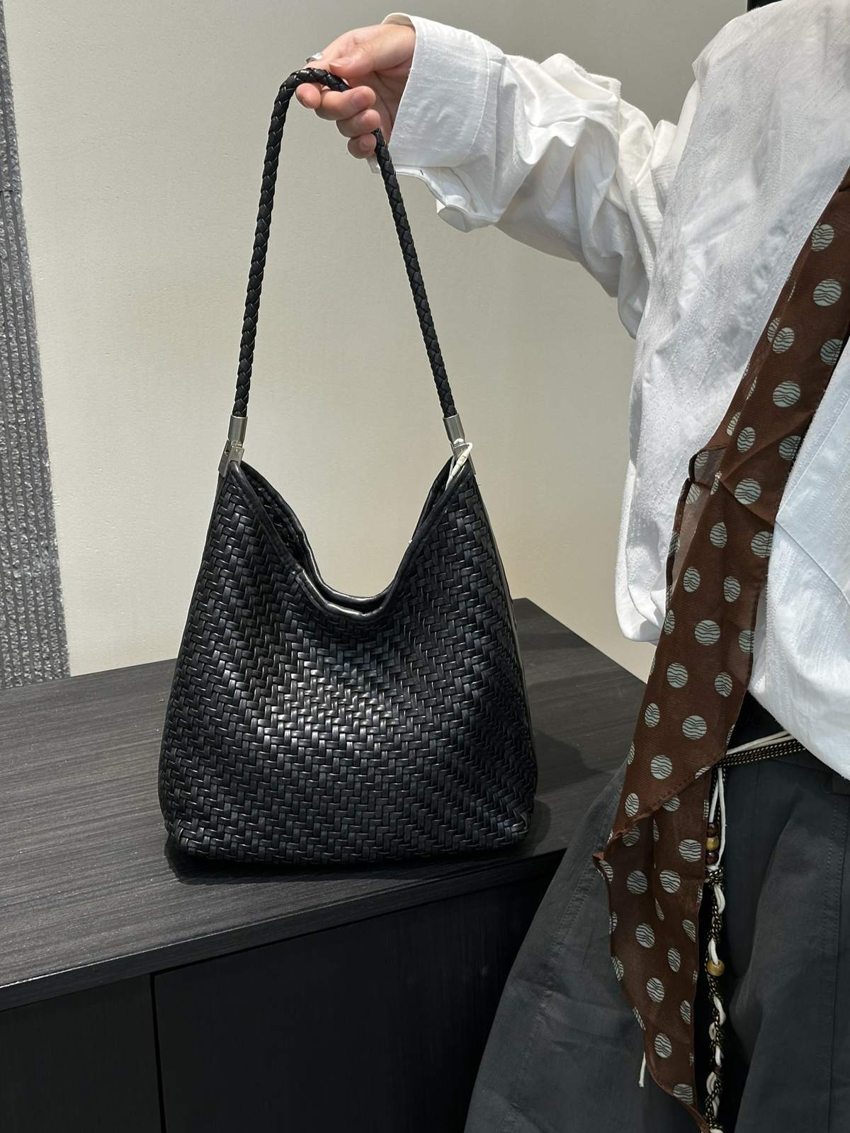 The Sage Woven Leather Bag - Black