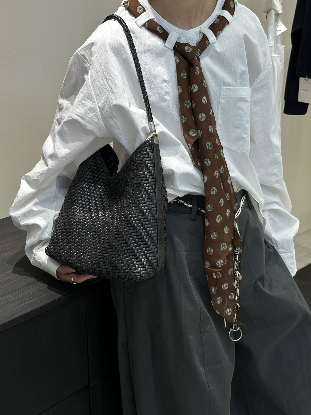 The Sage Woven Leather Bag - Black