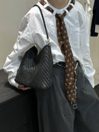 The Sage Woven Leather Bag - Black