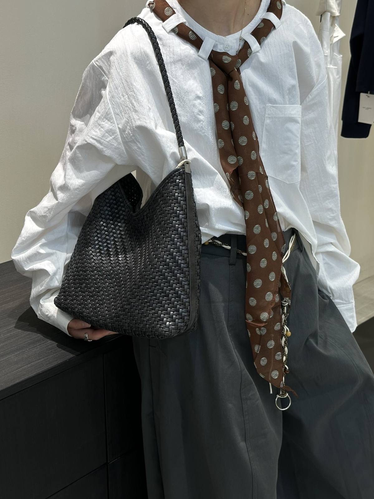 The Sage Woven Leather Bag - Black