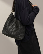 The Sage Woven Leather Bag - Black