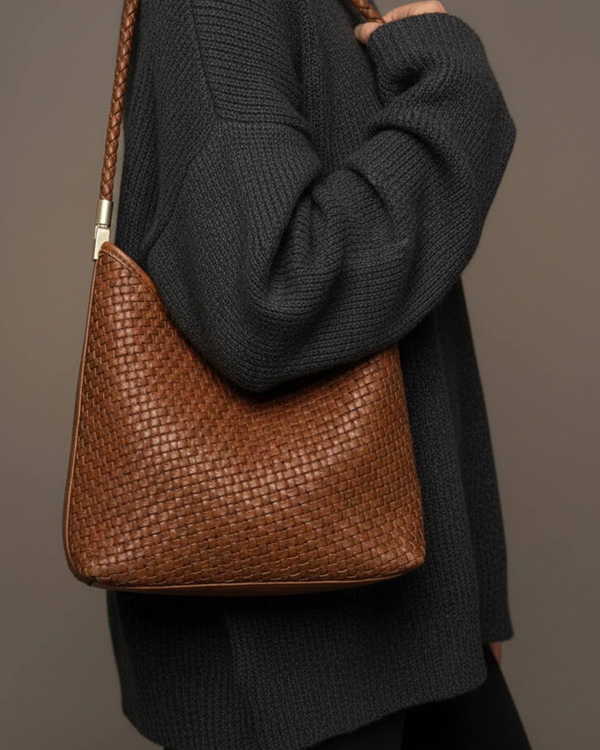 The Sage Woven Leather Bag - Brown