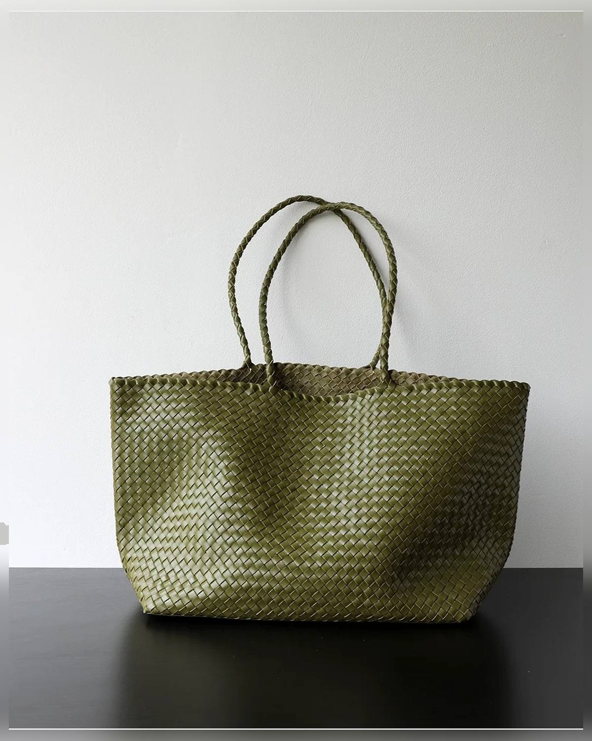 The Olive Leather Tote - Olive