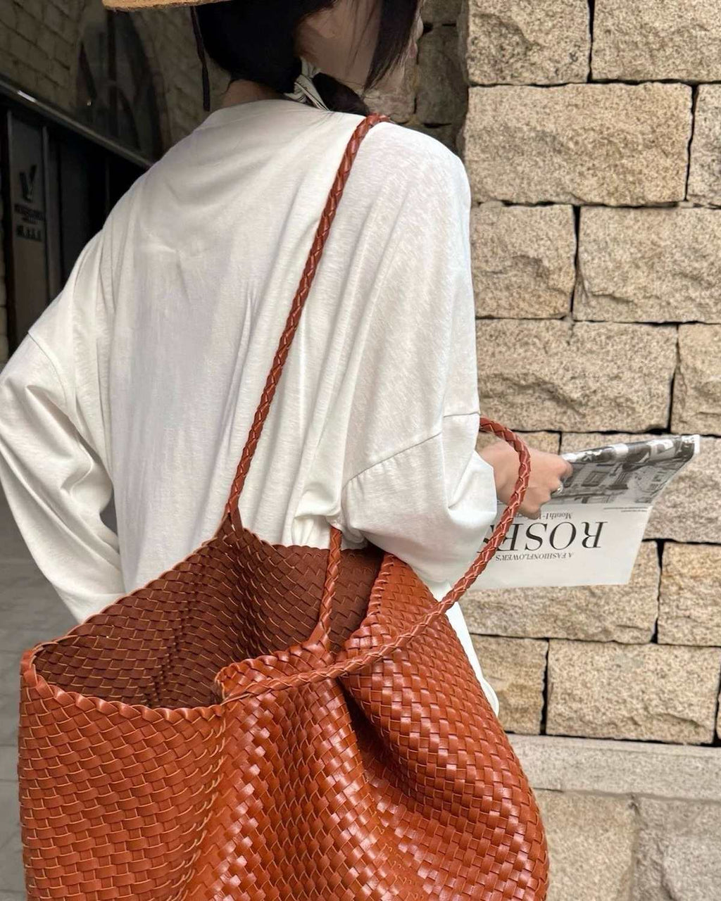 The Olive Leather Tote - Brown