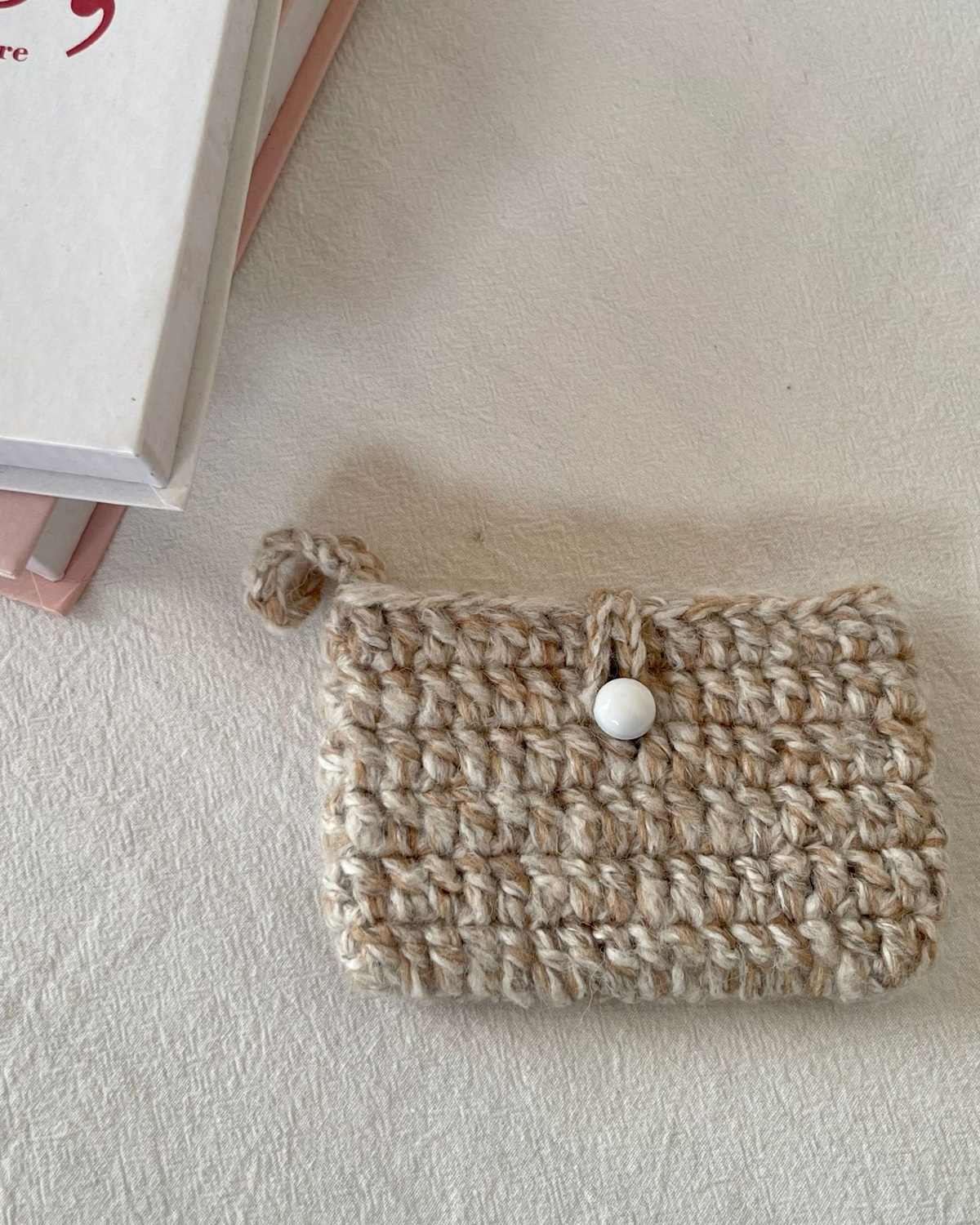 The Crochet Coin Purse Charm - Milk Tea