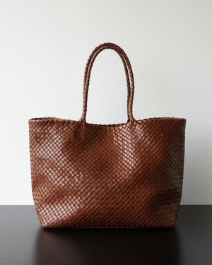 The Heritage Woven Leather Tote in Espresso