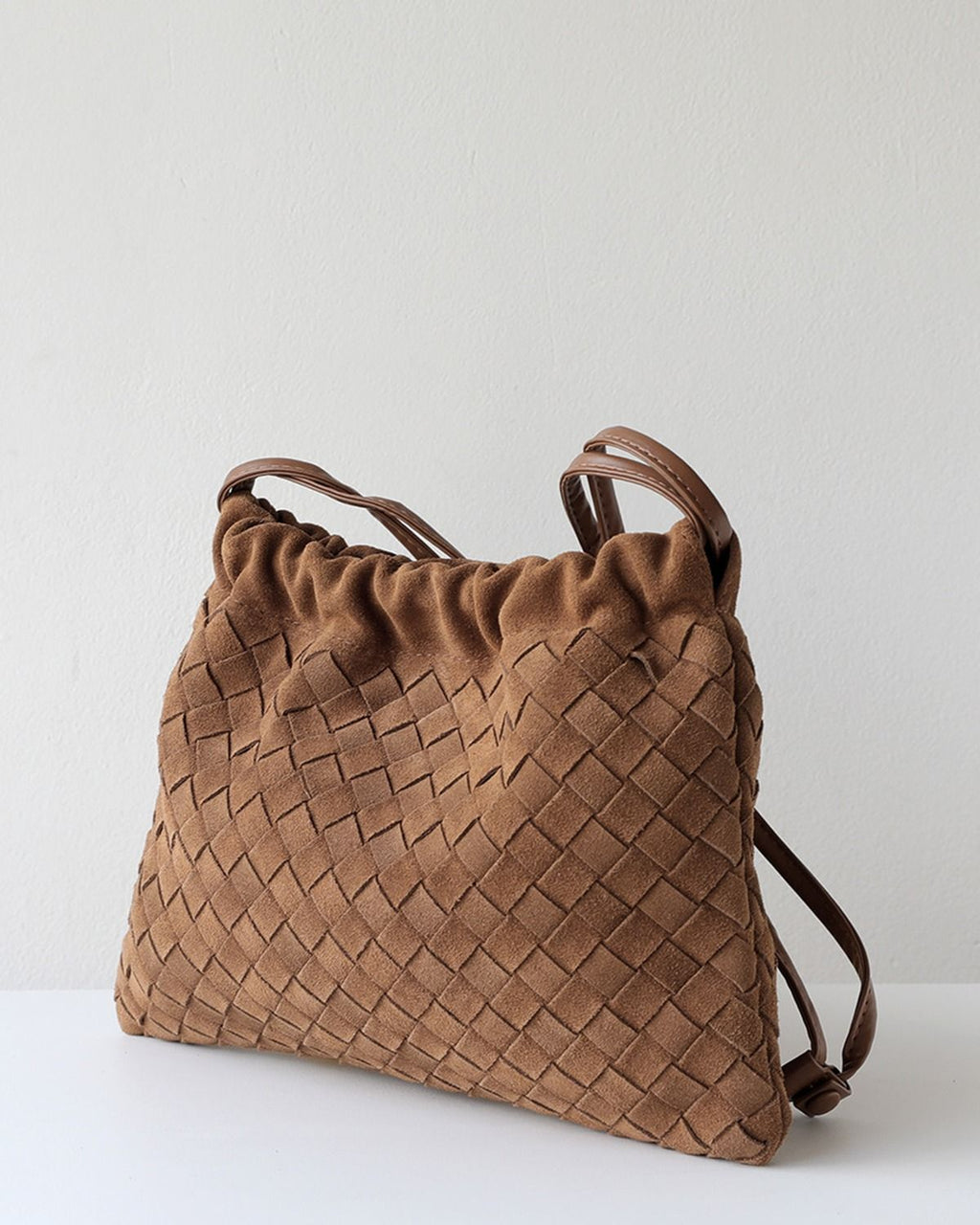 Wildfool The Mantova Drawstring Pouch in Caramel, side view