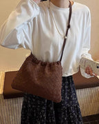 Wildfool The Mantova Drawstring Pouch, worn crossbody, close up