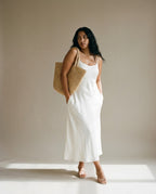 Wildfool The Hand-Woven Raffia Market Tote — interior and handle detail