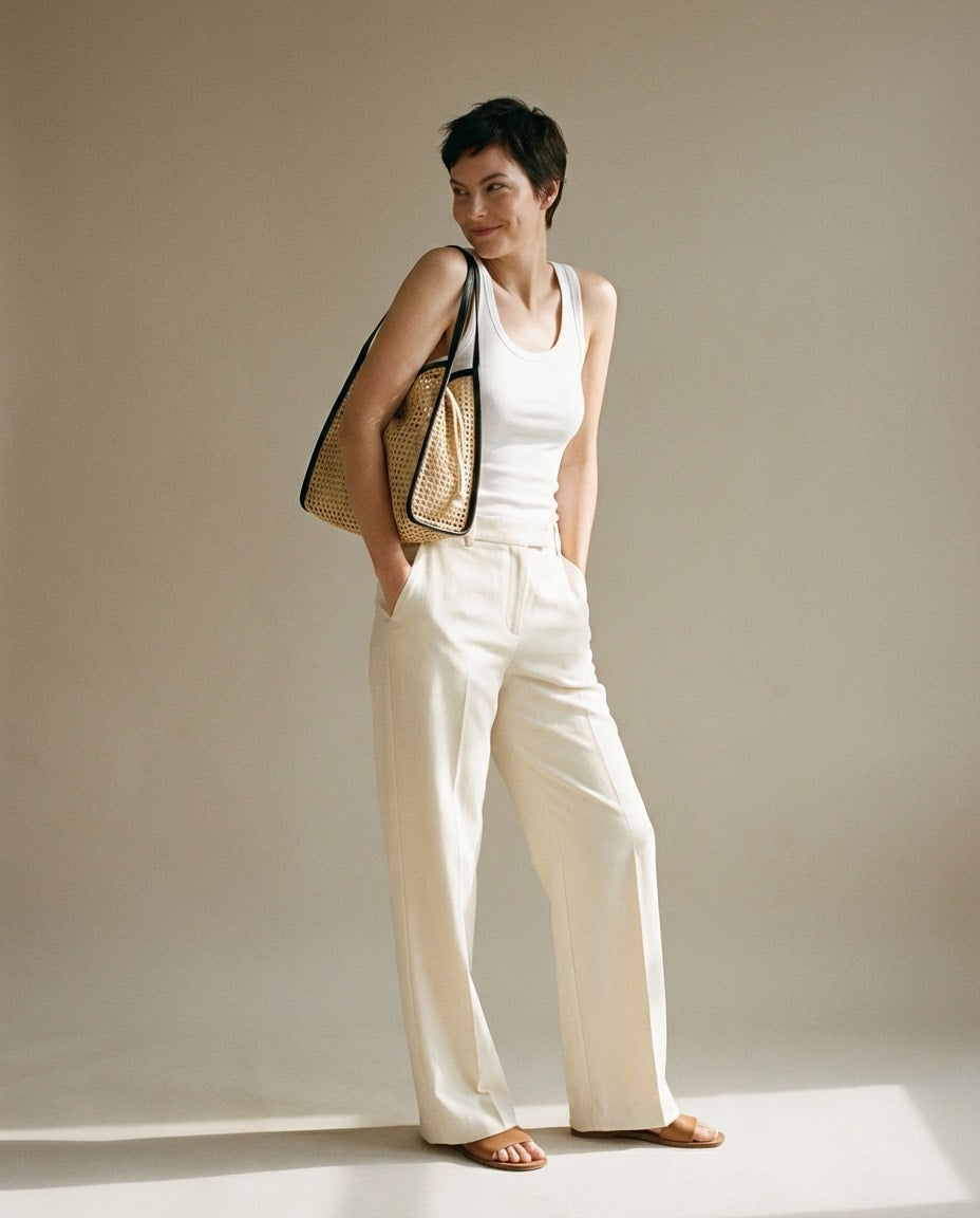 WF26CARR003 - Undyed Natural - The Open - Weave Raffia Market Set