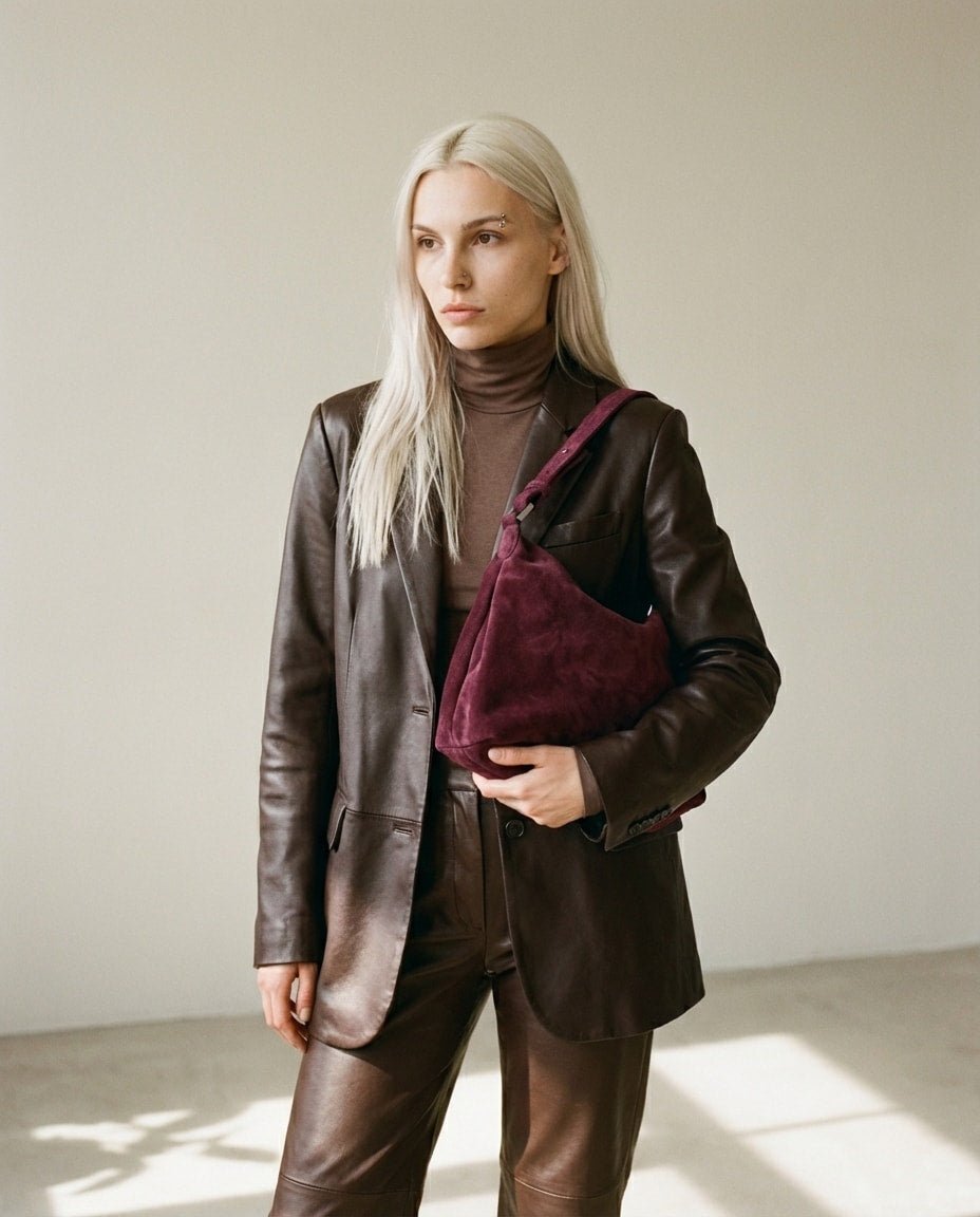 WF26CARR004-RD - Grape - The Sheep - Suede Box Bag