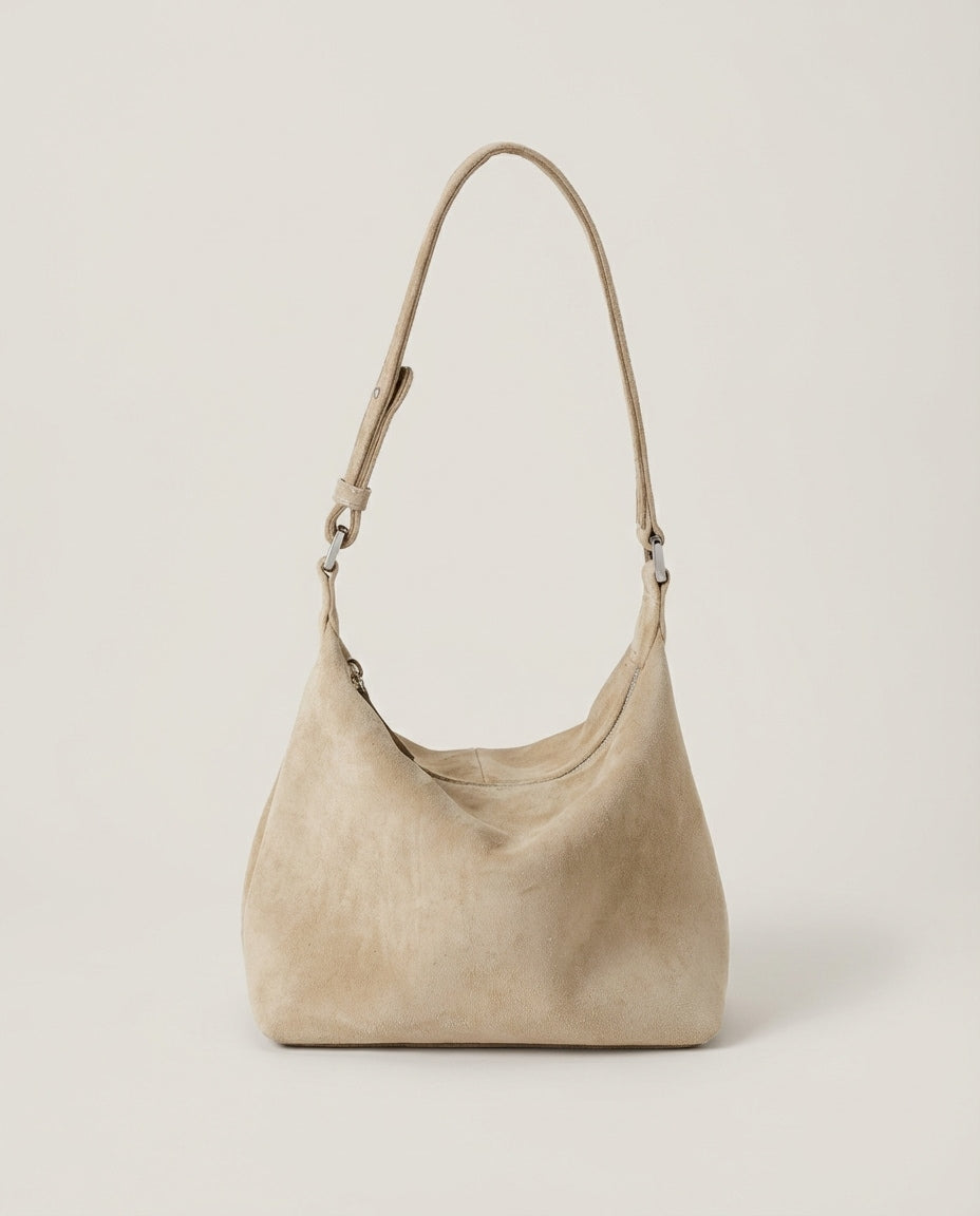 Wildfool The Sheep-Suede Box Bag in Apricot - Zoom View - Genuine Sheep Suede with Velvet Touch and Matte Finish