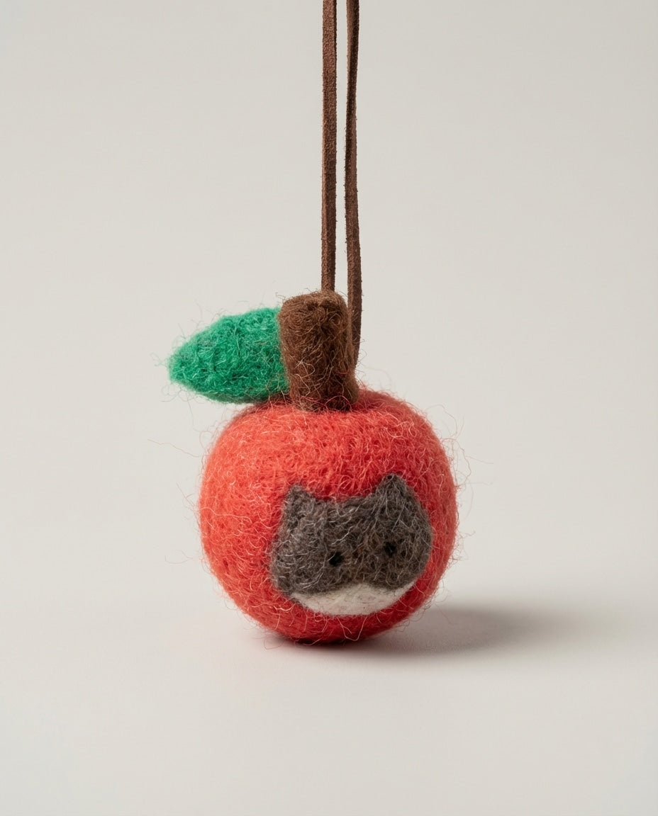 Wildfool The Wool Felt Aroma Tag in Spiced Apple - Front View - 100% Wool Felt Body with Leather Strap