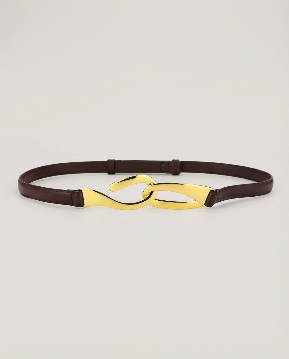 WF26OBJE002-BR - Coffee - The Slide - Adjustable Leather Belt