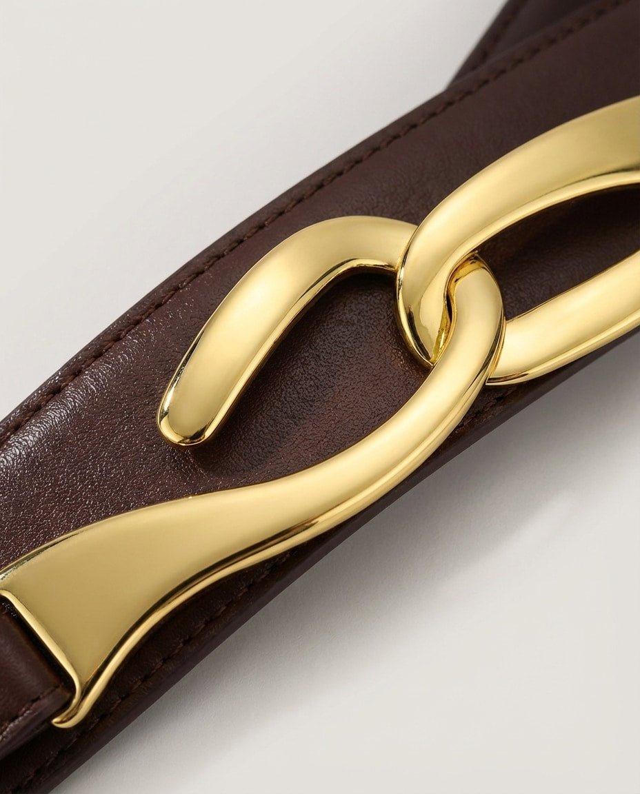 WF26OBJE002-BR - Coffee - The Slide - Adjustable Leather Belt