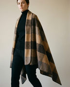 Wildfool 830g heritage wool cabin blanket in vintage stripe — full flat lay on a wood floor