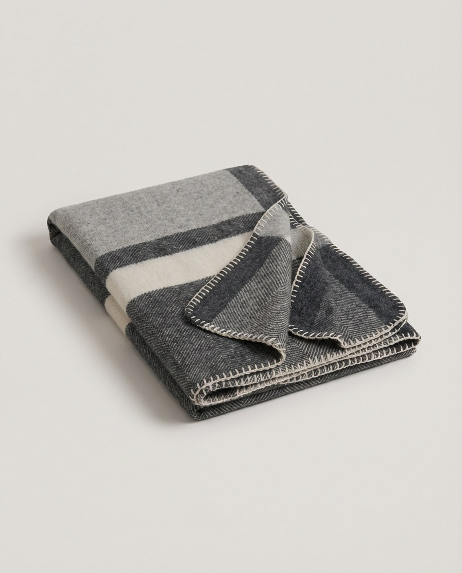 Wildfool The 100% Wool Camp Blanket in Charcoal - Zoom View - 100% Pure Wool, Camping-Ready Size