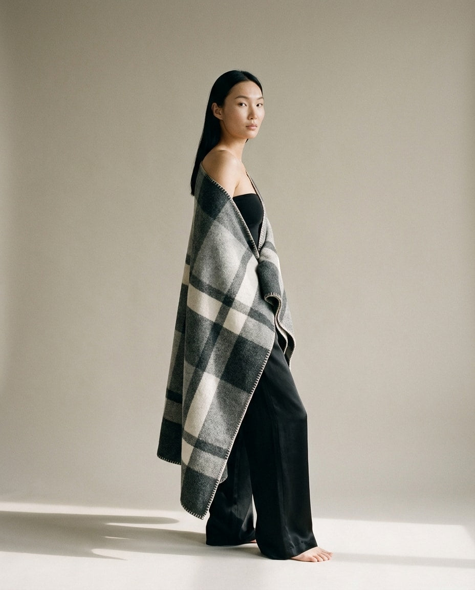 WF26OBJE007-BK - Charcoal - The Nomad Twill Wool Throw