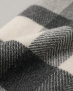 Detail of the woven selvedge edge on the Wildfool wool camp blanket