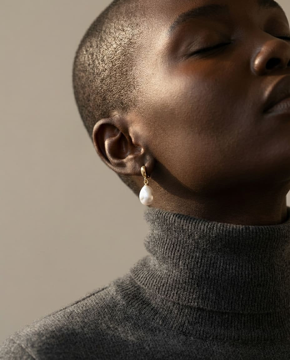 WF26OBJE008 - White Pearl - The 14K Gold - Filled Pearl Huggie