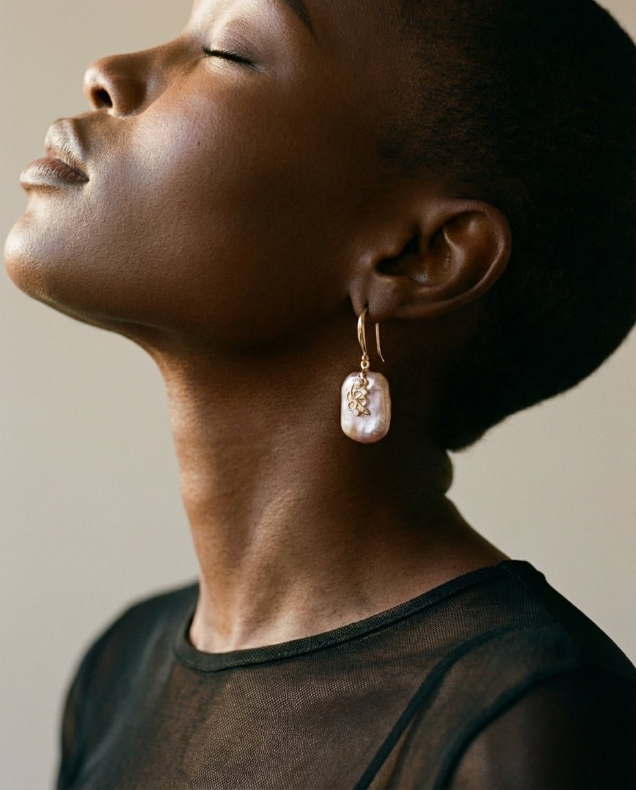 WF26OBJE010-MT - Gold Wave - The Molten Wave Baroque Earring