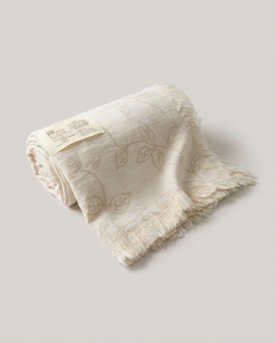 Wildfool The Cloud Gauze Air Throw in Cream - Front View - 100% Combed Cotton Muslin 4-Layer Crinkle Blanket