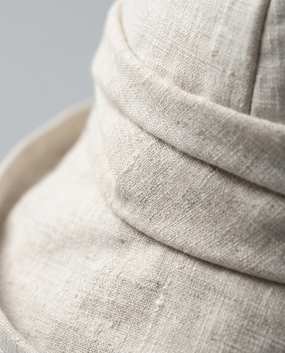 WF26SHIE002-BE - Sand Beige - The Structured Rolled - Brim Linen Hat