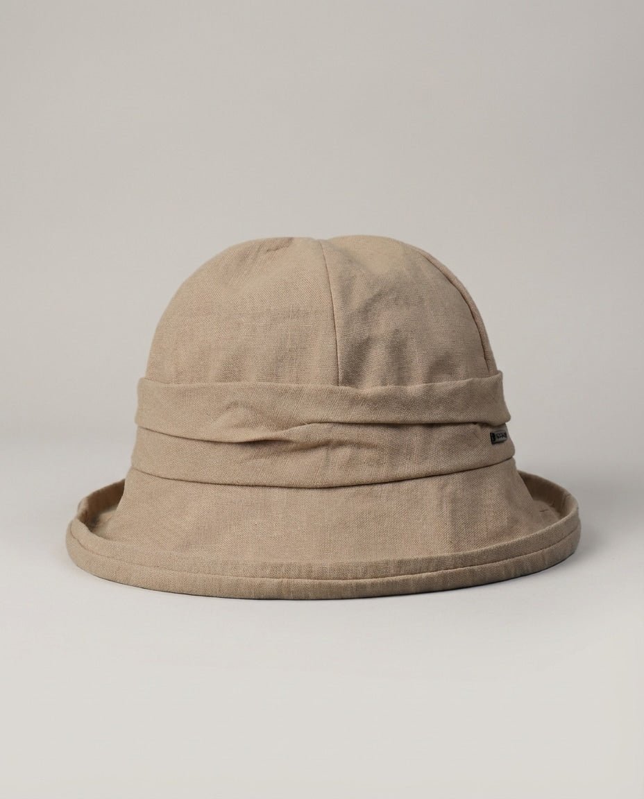 WF26SHIE002-CM - Khaki - The Structured Rolled - Brim Linen Hat