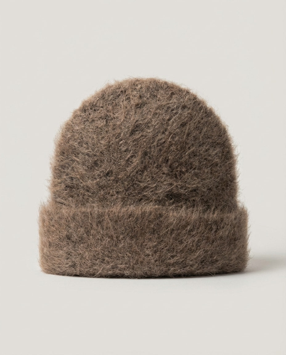 Wildfool The Suri-Alpaca Cloud Beanie in Coffee - Zoom View - Hypoallergenic Luxury & Cloud-Touch Texture