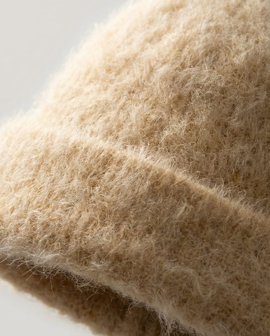 Wildfool The Suri-Alpaca Cloud Beanie in Caramel - Zoom View - Hypoallergenic Luxury, Cloud-Touch Texture