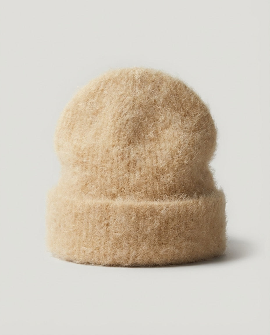 Wildfool The Suri-Alpaca Cloud Beanie in Caramel - Zoom View - Hypoallergenic Luxury, Cloud-Touch Texture