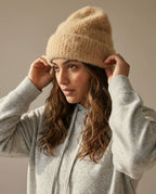 Wildfool Suri alpaca cloud beanie crown detail showing the seam-free top