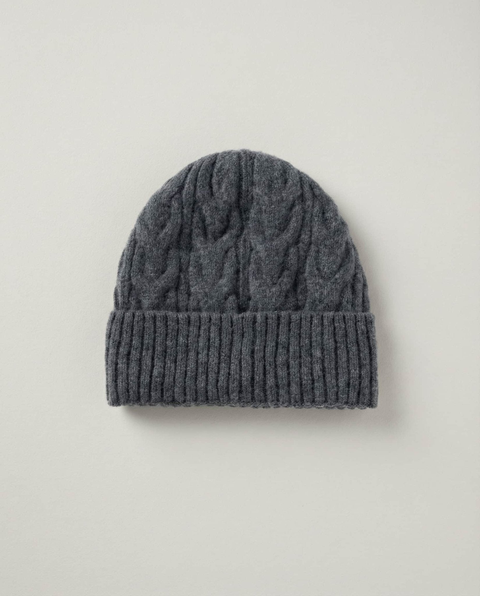 WF26SHIE005-BK - Graphite - The Cable - Knit Wool Beanie