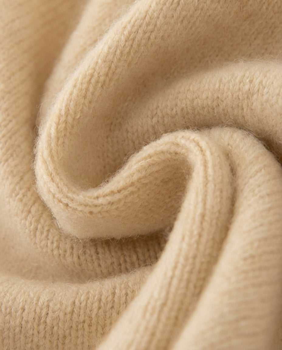 Wildfool The Prickle-Free Cashmere Hat in Raw Cashmere - Zoom View - 100% Alashan Cashmere, Zero-Itch Guarantee