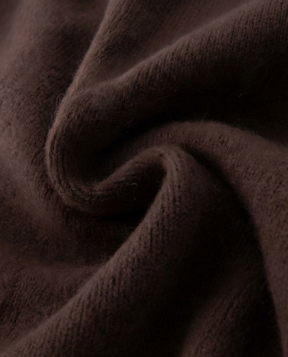 Wildfool The Prickle-Free Cashmere Hat in Espresso - Zoom View - 100% Alashan Cashmere, Zero-Itch Guarantee