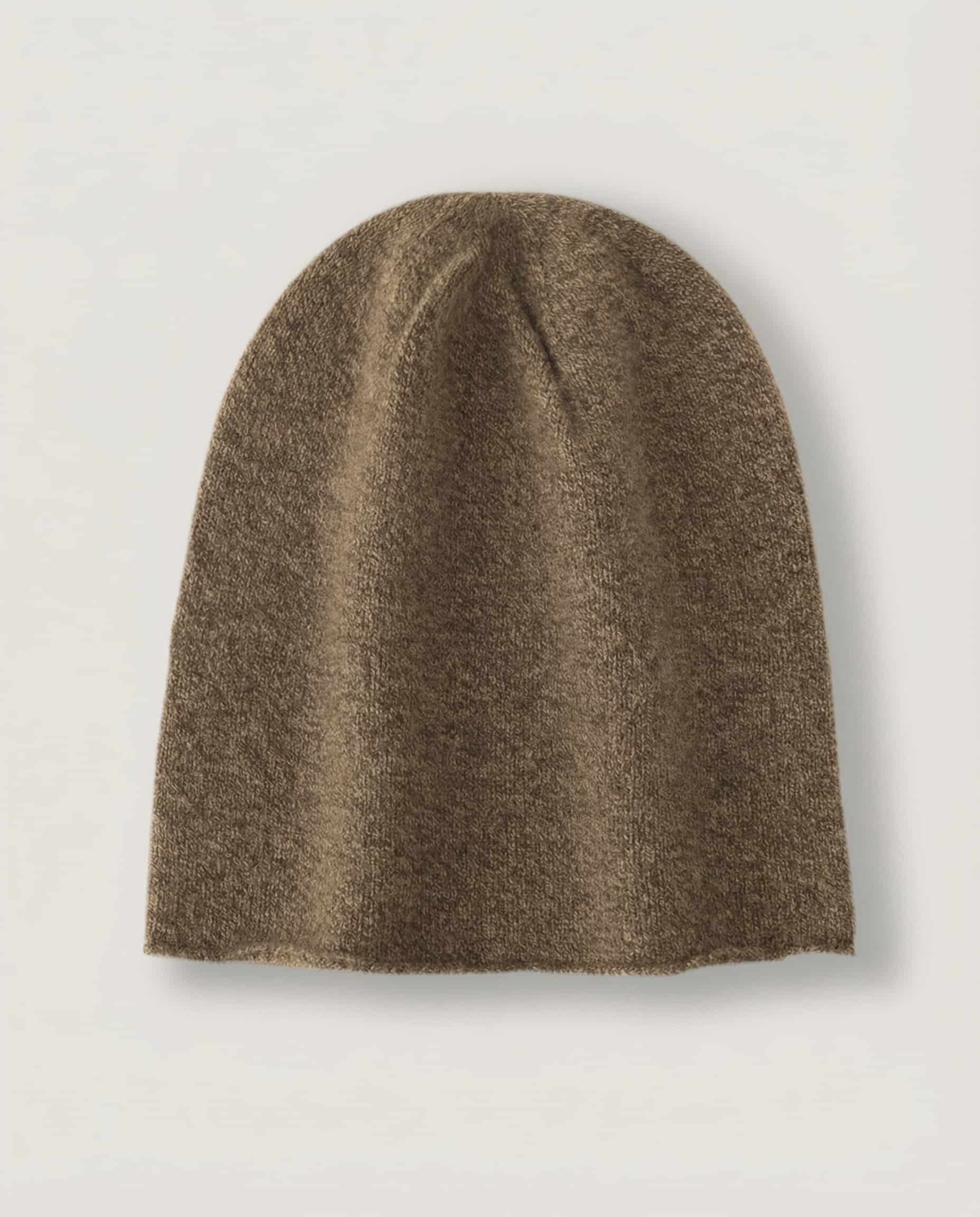 Wildfool The Prickle-Free Cashmere Hat in Heather Camel - Zoom View - 100% Alashan Cashmere, Zero-Itch Guarantee
