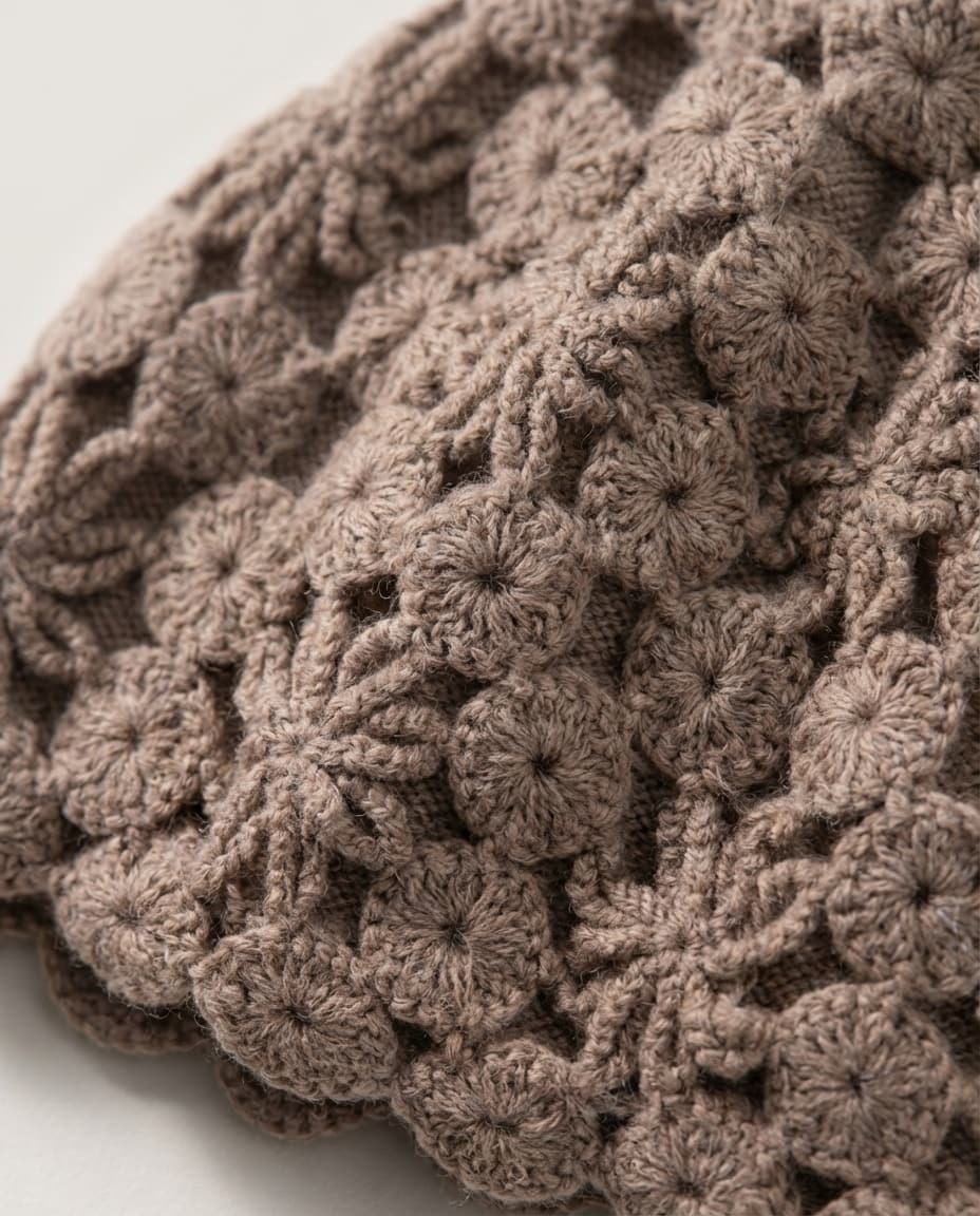 WF26SHIE007-BR - Antique Mocha - The Hand - Crochet Cashmere Cloche